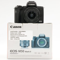 USED Canon EOS M50 II Black Body & 15-45 Lens - 6K Shutter Count STK 41721
